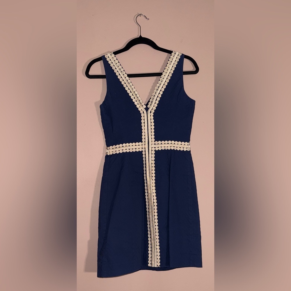 LILLY PULITZER Bentley Mini Dress in Navy and Gold Size 0 - Picture 3 of 6